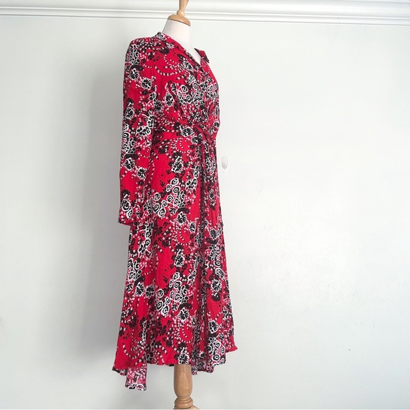 Free People | Shirt Dress | Red printed | Tough Love | Maxi | Size 12 | Boho - Picture 4 of 11